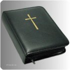 Gotteslob Hülle Leder schwarz mit Kreuz für Gebetbuch