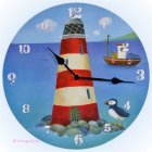 Wanduhr Leuchtturm & Papageitaucher