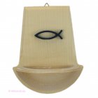 Weihwasserkessel aus Holz Fisch blau Esche