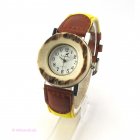 Trachtenuhr echt Hirschhorn gelb braun Leder