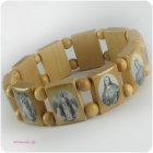 Exclusives Holzarmband mit Heiligenbildern natur