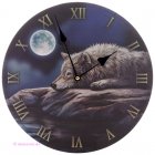 Wanduhr Ruhige Nacht des Wolfes