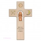 Kinderkreuz aus Ahorn mit Schutzengel "Lieber Gott, ich bin noch klein, schicke mir ein Engelein."