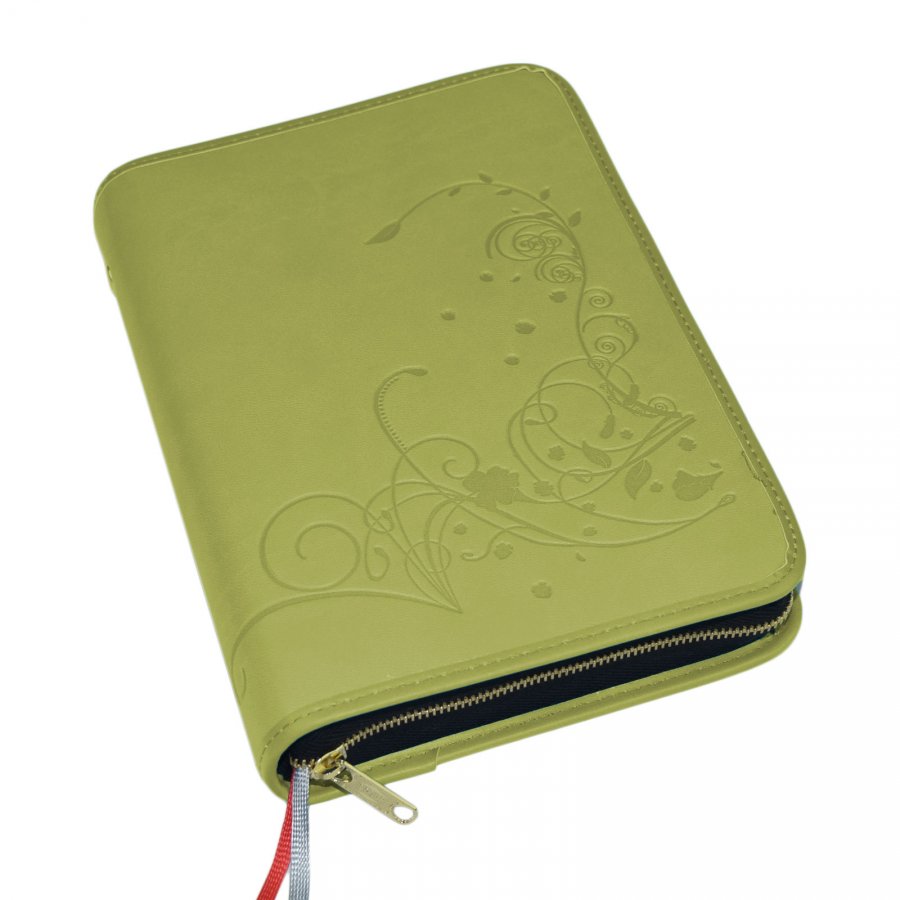 Gotteslobhülle Appleskin Kunstleder grün Apfel Hülle mit Ranken - Ornament