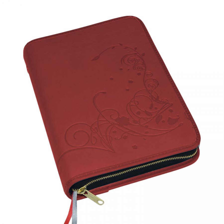 Gotteslobhülle Appleskin Kunstleder rot Apfel Hülle mit Ranken - Ornament