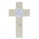 Kreuz zur Kommunion Firmung mit Rosenkranz aus Kristallsteinchen Holzkreuz