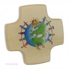 Kreuz zur Kommunion - Kinder unserer Welt - aus Holz