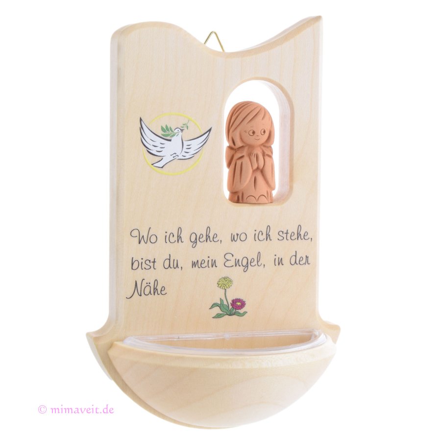 Croce In Legno Per Bambini Fritz Cox 'Wo Ich Gehe, Wo Ich Stehe' - 15 Cm, Naturale - Regalo Di Battesimo E Prima Comunione