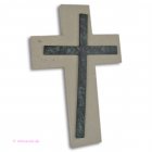 Schmuckkreuz aus Jura Marmor mit asymmetrischem Bronzekreuz