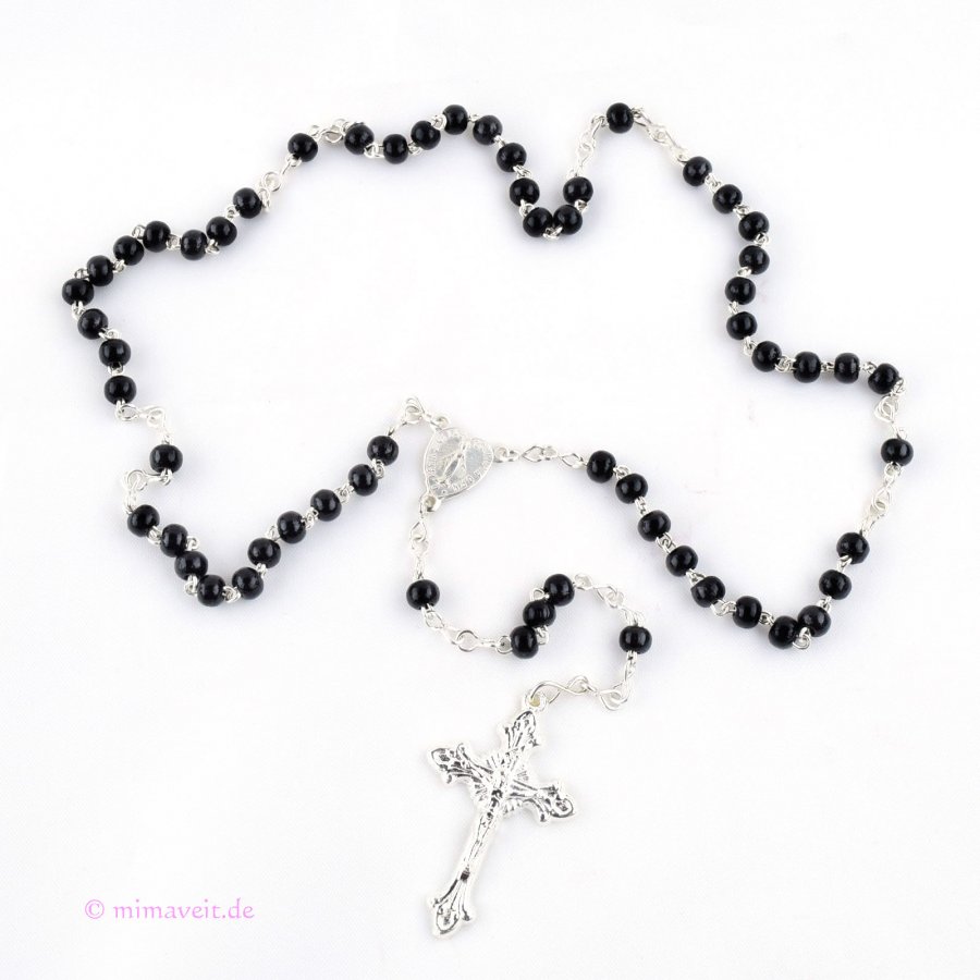 Rosenkranz mit Holzperlen schwarz