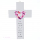 Kreuz zur Hochzeit Trauung weiß mit rosa Herz