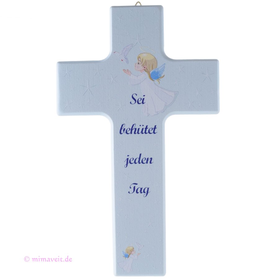 blau mit Schutzengel Kinderkreuz Kreuz Mein lieber Engel zur Taufe Geburt rosa 