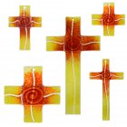 Glaskreuz Kreuz aus Glas Wandkreuz Spirale bordeaux gelbopal
