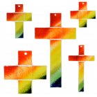 Glaskreuz Kreuz aus Glas Wandkreuz Regenbogen bunt
