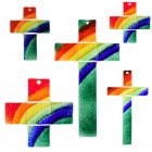 Glaskreuz Kreuz aus Glas Wandkreuz Regenbogen grün