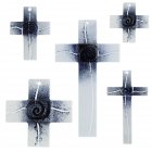 Glaskreuz Kreuz aus Glas Wandkreuz Spirale schwarz weiß