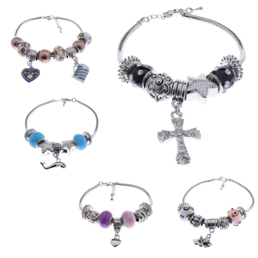 Armband Schlangenarmband silber mit bunten Beads zum Austauschen