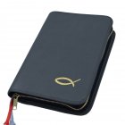 Gotteslobhülle mit Prägung Fisch 4 cm breit Kunstleder anthrazit