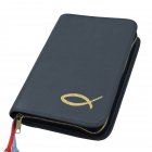 Gotteslobhülle mit Prägung Fisch 5,5 cm breit Kunstleder anthrazit