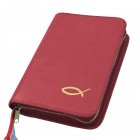 Gotteslobhülle mit Prägung Fisch 4 cm breit Kunstleder hellrot