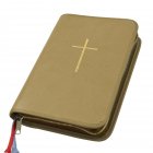 Großdruck Gotteslobhülle Kunstleder hellbraun braun beige mit eingeprägtem Goldkreuz für das Gotteslob